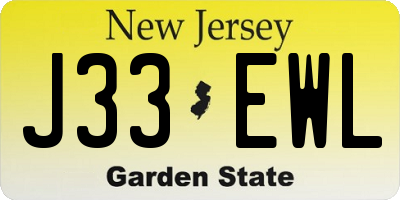 NJ license plate J33EWL