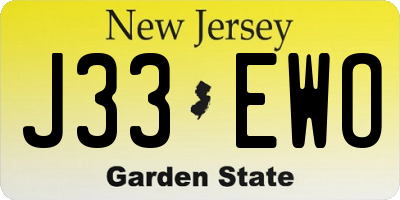 NJ license plate J33EWO