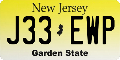 NJ license plate J33EWP