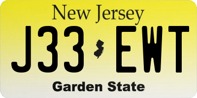 NJ license plate J33EWT