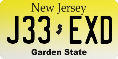 NJ license plate J33EXD