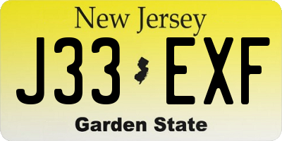 NJ license plate J33EXF