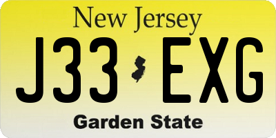 NJ license plate J33EXG