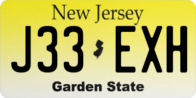 NJ license plate J33EXH