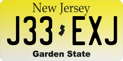 NJ license plate J33EXJ
