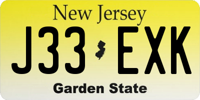 NJ license plate J33EXK