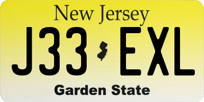 NJ license plate J33EXL