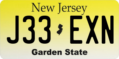 NJ license plate J33EXN