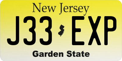 NJ license plate J33EXP