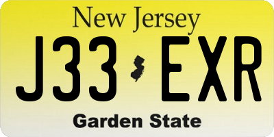 NJ license plate J33EXR