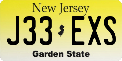 NJ license plate J33EXS