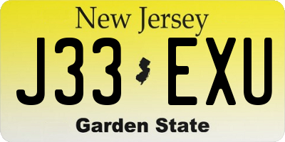 NJ license plate J33EXU