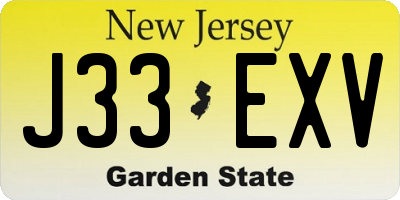 NJ license plate J33EXV