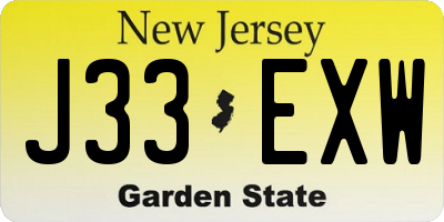 NJ license plate J33EXW