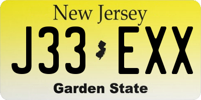 NJ license plate J33EXX