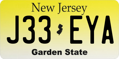 NJ license plate J33EYA