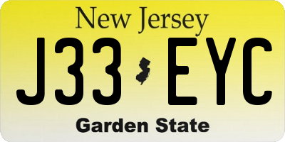 NJ license plate J33EYC