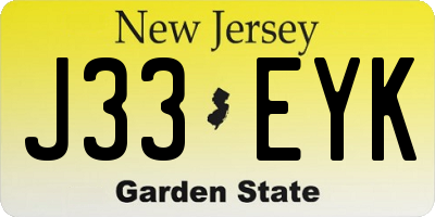 NJ license plate J33EYK