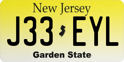 NJ license plate J33EYL