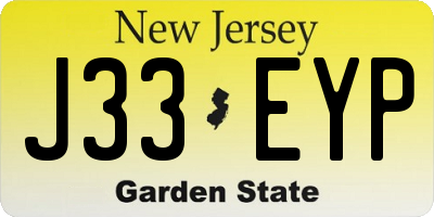 NJ license plate J33EYP