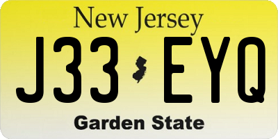 NJ license plate J33EYQ