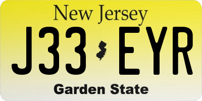 NJ license plate J33EYR