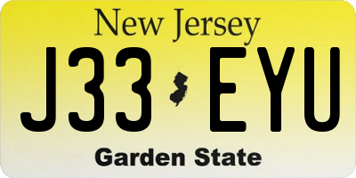 NJ license plate J33EYU