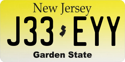 NJ license plate J33EYY