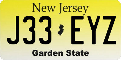 NJ license plate J33EYZ