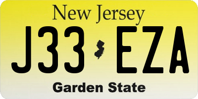NJ license plate J33EZA