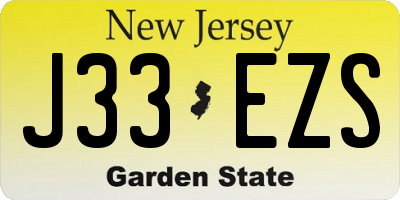 NJ license plate J33EZS