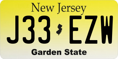 NJ license plate J33EZW