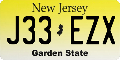 NJ license plate J33EZX