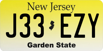 NJ license plate J33EZY