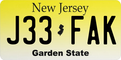 NJ license plate J33FAK