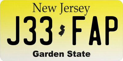 NJ license plate J33FAP