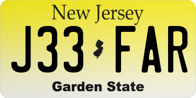NJ license plate J33FAR