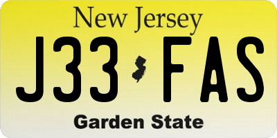 NJ license plate J33FAS