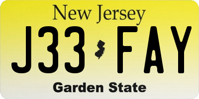 NJ license plate J33FAY