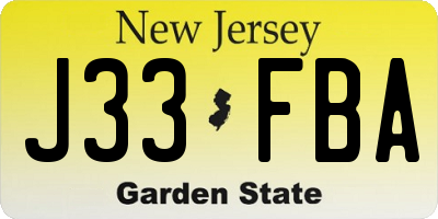 NJ license plate J33FBA