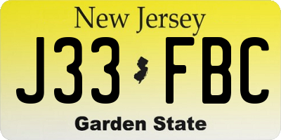 NJ license plate J33FBC