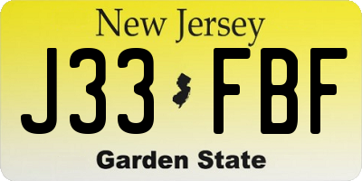 NJ license plate J33FBF