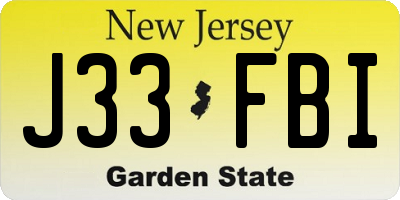 NJ license plate J33FBI