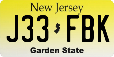 NJ license plate J33FBK