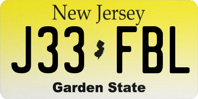 NJ license plate J33FBL