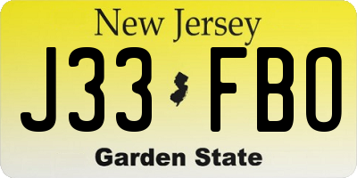 NJ license plate J33FBO
