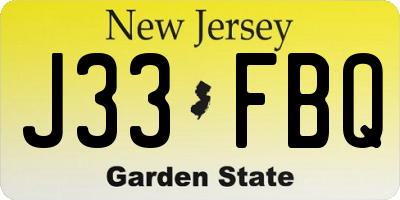 NJ license plate J33FBQ