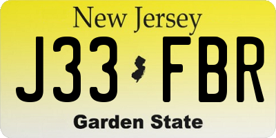 NJ license plate J33FBR