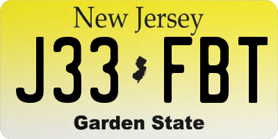 NJ license plate J33FBT