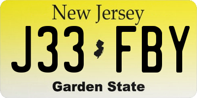 NJ license plate J33FBY